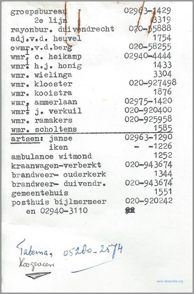 RPG Ouder Amstel 1970 telefoonlijst(7K)